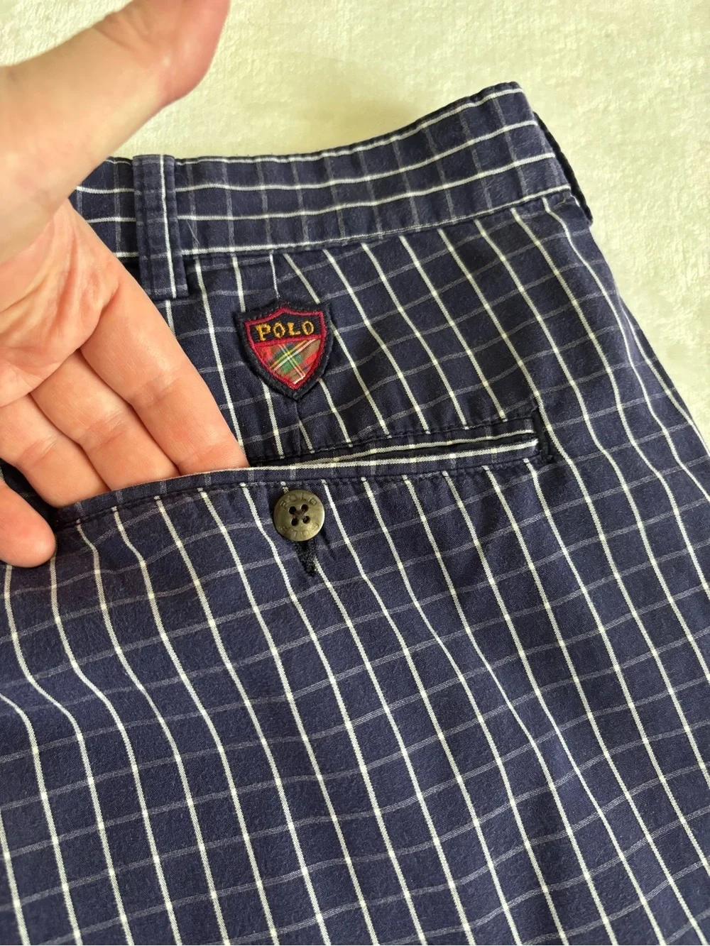 Polo by Ralph Lauren Navy Windowpane Plaid Golf Flat-Front Men’s Shorts Size 38